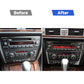 Car dashboard center console CD panel trim sticker, before-and-after comparison