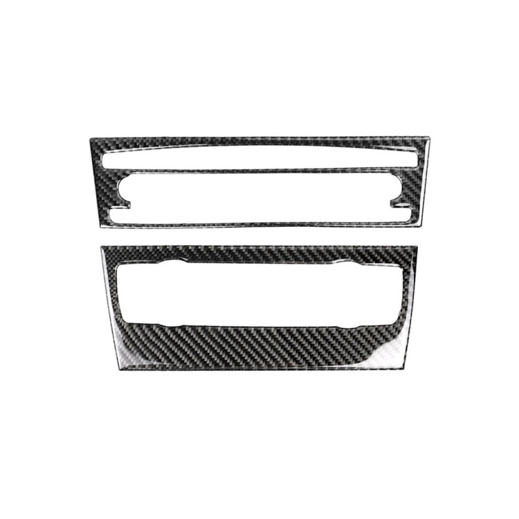 Set of carbon fiber style CD panel trim sticker pieces with cutout openings