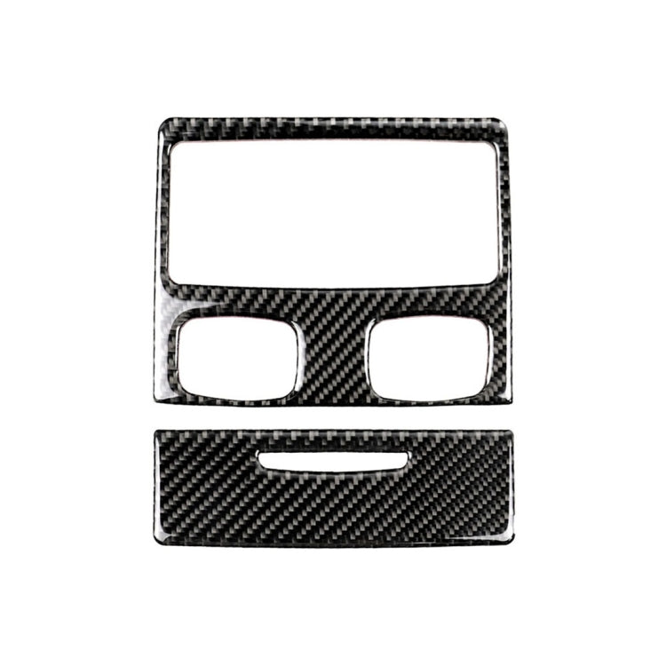 Carbon fiber rear air vent trim sticker set with rectangular cutouts and slot
