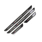 Carbon fiber door sill sticker set, black mesh with 'Performance' lettering, multiple pieces.
