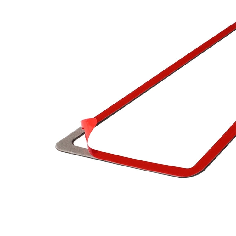 Carbon-fiber style trim frame with red backing edge, adhesive cutout shape