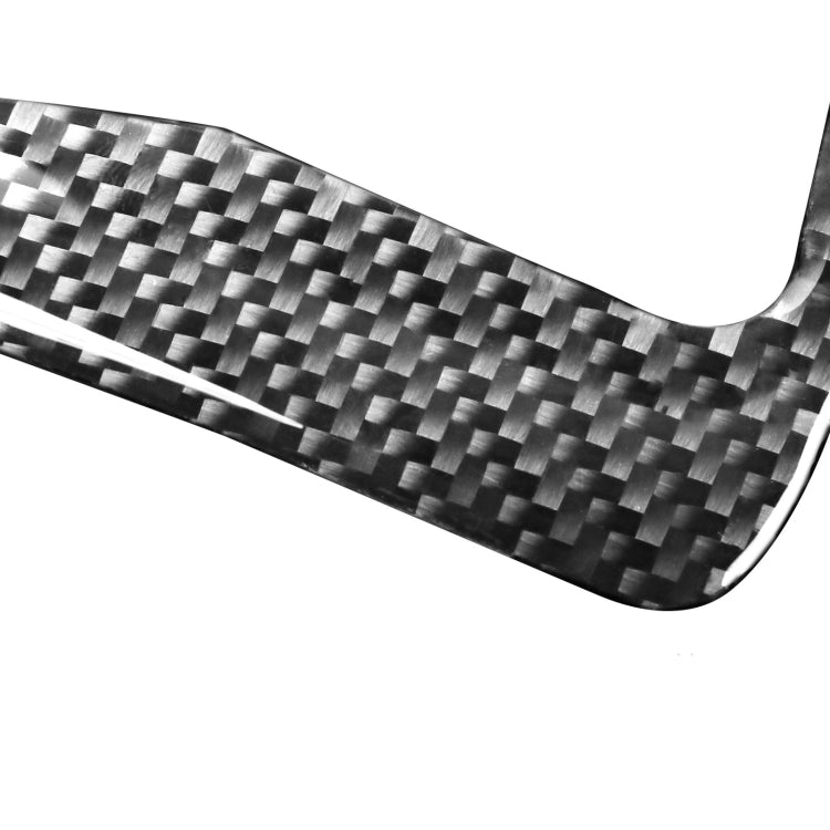 Carbon-fiber style curved trim sticker, close-up of black woven texture