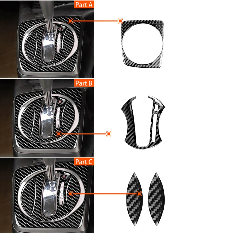 Carbon fiber gear trim sticker parts diagram, right-drive automatic cover A–C pieces