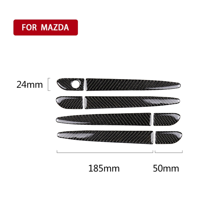 Carbon fiber outside door handle trim set layout with size guides, right side