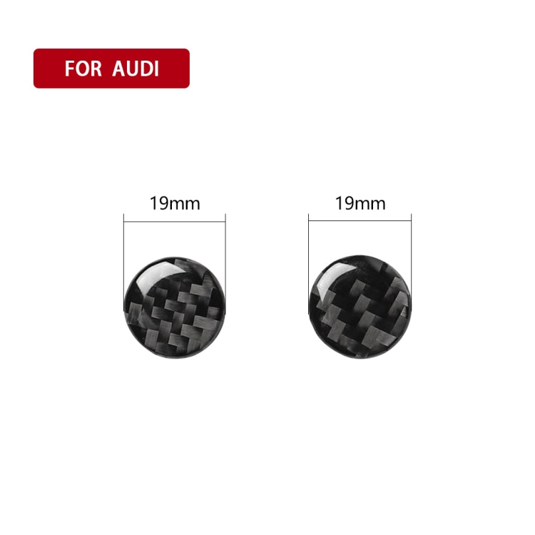 Two 19 mm round carbon-fiber AC button stickers for Audi