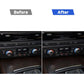 Before-and-after view of AC control panel with carbon-fiber knob stickers
