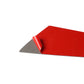Carbon fiber side panel sticker with red protective backing and gray adhesive layer