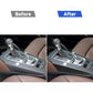 Center console before-and-after with carbon fiber gear shift side panel trim installed