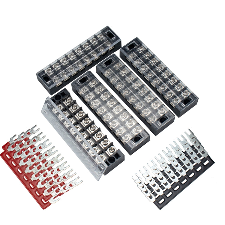 Dual-row 8-way power terminal connectors, 5-pack with caps, screw terminals