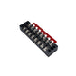 Red-and-black 8-way dual-row power terminal connector block with screw terminals