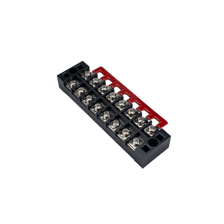 Red-and-black 8-way dual-row power terminal connector block with screw terminals
