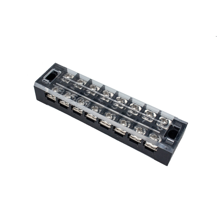 Black 8-way dual-row power terminal connector with clear cover and screw terminals