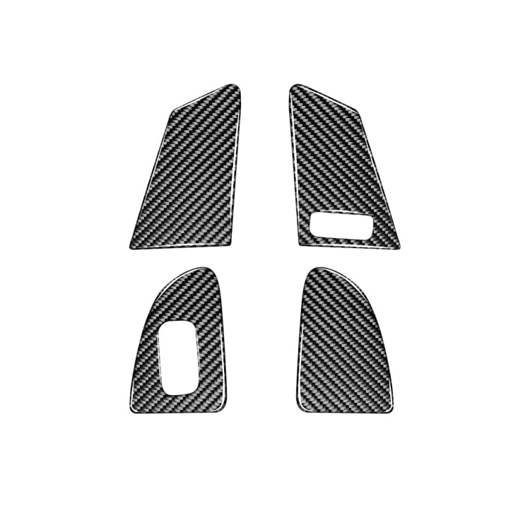 Four-piece carbon fiber window switch cover sticker set, two oval and two rectangular cutouts