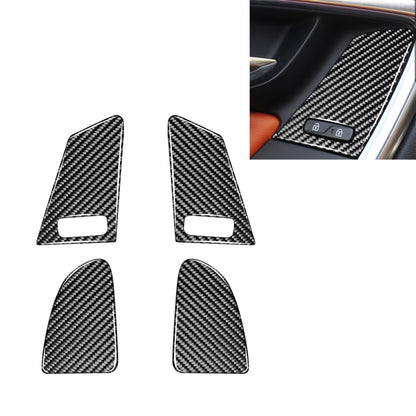 Set of four carbon fiber-style window button trim covers with cutout openings