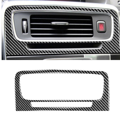 Carbon fiber central air outlet trim sticker for car dashboard, vent surround with hazard triangle