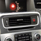 Carbon fiber central control air vent trim sticker, rectangular surround around dashboard vent