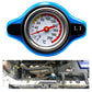 Radiator cap water thermometer accessory, blue and black, 1.1 bar gauge