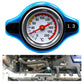 Radiator cap water thermometer accessory, blue and black, 1.3 bar gauge