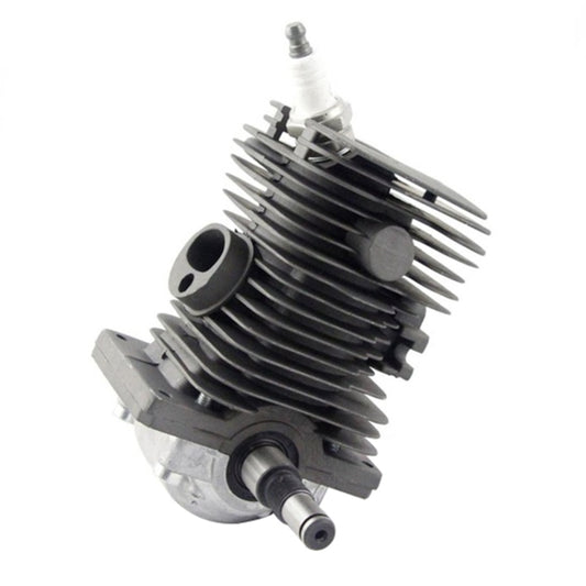 Chainsaw engine cylinder piston assembly, black finned cylinder with spark plug