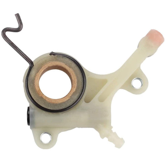 Oil pump drive assembly with retaining spring, cream housing, metal bearing insert