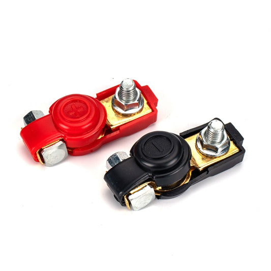 Car battery terminal clamps set, red and black positive/negative clips with bolts