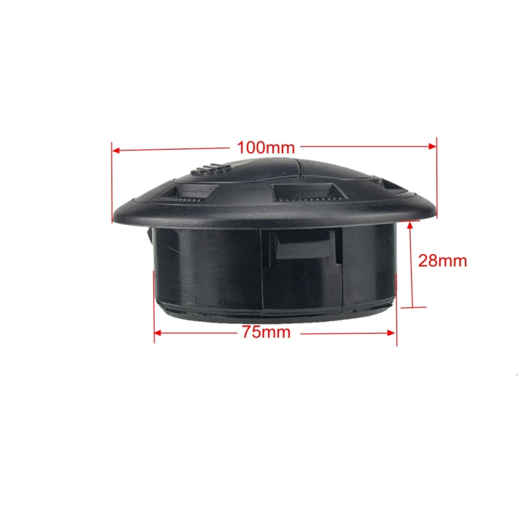 AC air outlet vent, black plastic, 100 x 75mm size, 28mm height