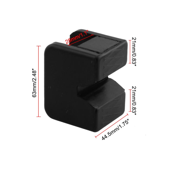 Black rubber jack pad adapter set, 44.5mm width and 83mm length (approx.)