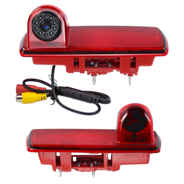 Waterproof rearview car camera with red brake-light housing and wide 170° lens.