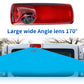 Red rearview camera with wide 170° lens and black camera module, front view.