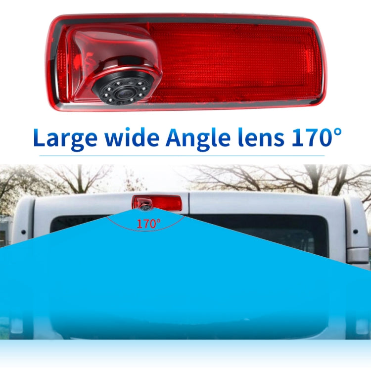 Red rearview camera with wide 170° lens and black camera module, front view.