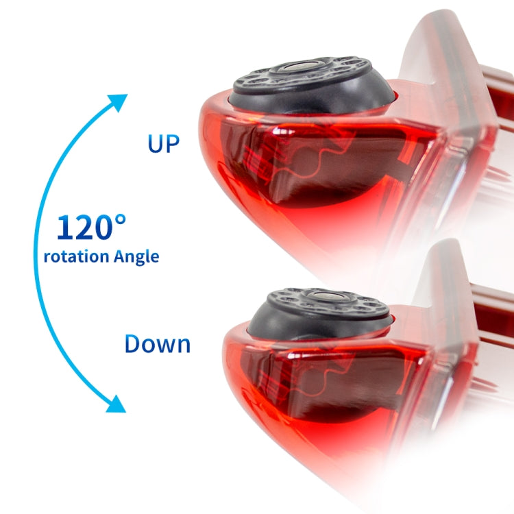 Red rear camera module showing 120° rotation direction for lens positioning.