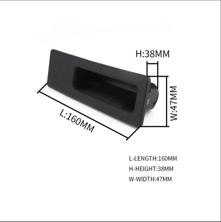 Car tailgate release switch opener; L160mm W47mm H38mm, black housing