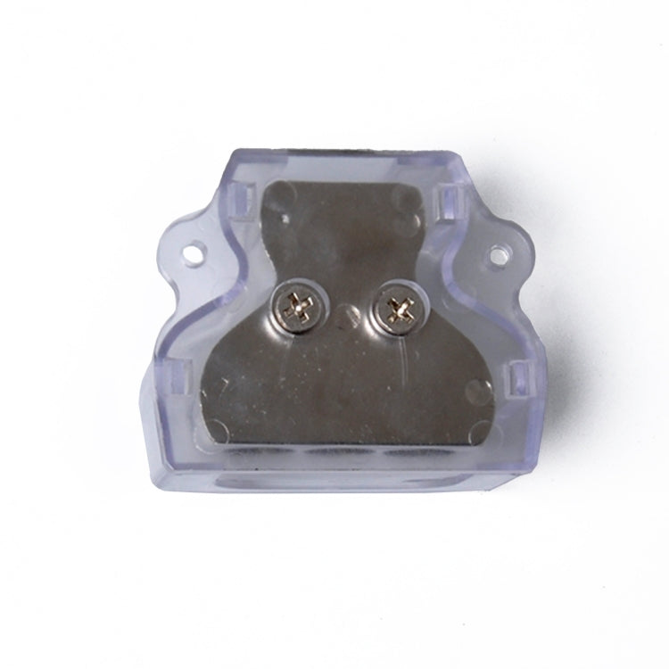 3-way power cable distribution block base with two screws, clear protective cover