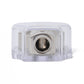 3-way power cable distribution block with central threaded inlet under clear plastic cover