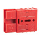 50Amp battery quick connector plug, red connector housing with molded warning text