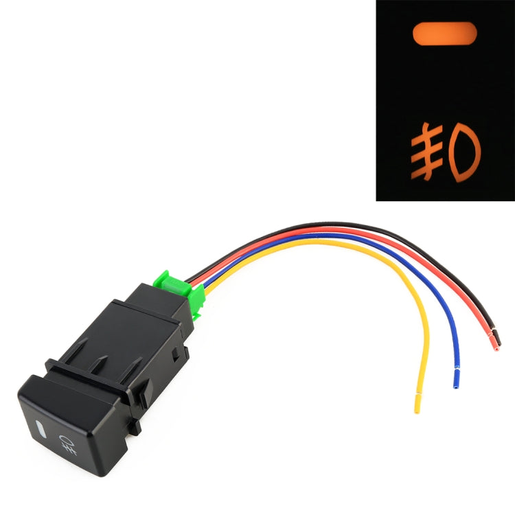 Car fog light on-off switch with wiring harness and multi-color cable connector