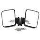 Pair of black rectangular side mirrors with center mounting bracket and included screws