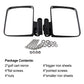 Pair of black rectangular side rear-view mirrors with mounting hardware kit