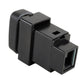 Fog light on-off switch with electrical connector and clip, side view