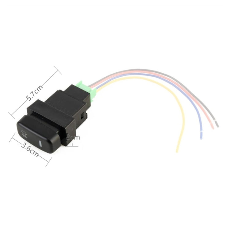 Fog light on-off switch with wiring harness, black connector housing and multicolor leads