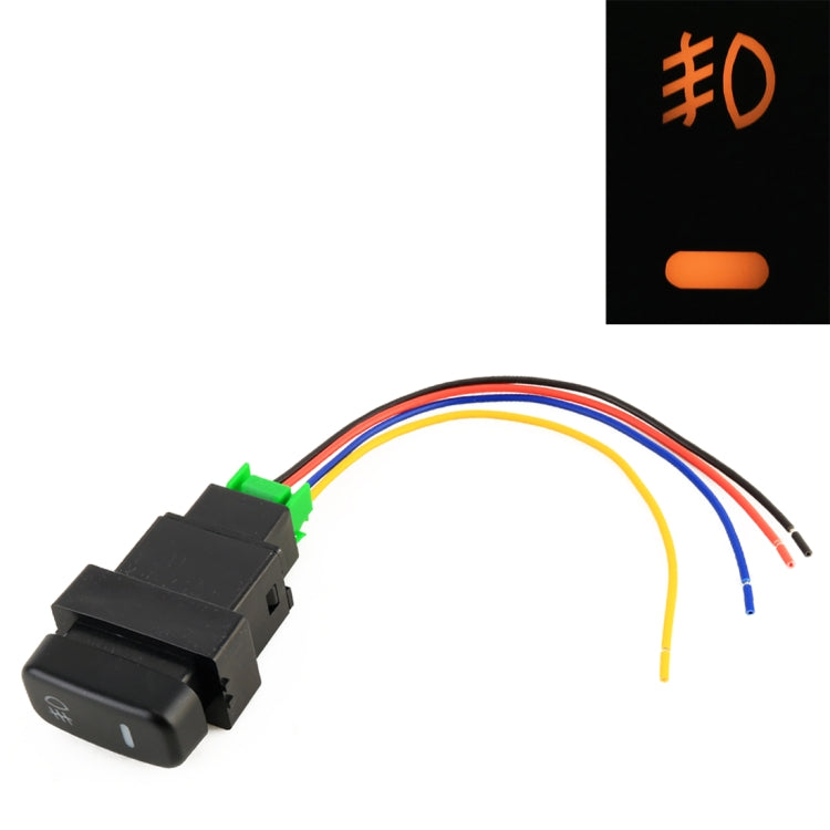 Car fog light on-off switch with wiring harness and multi-wire connector