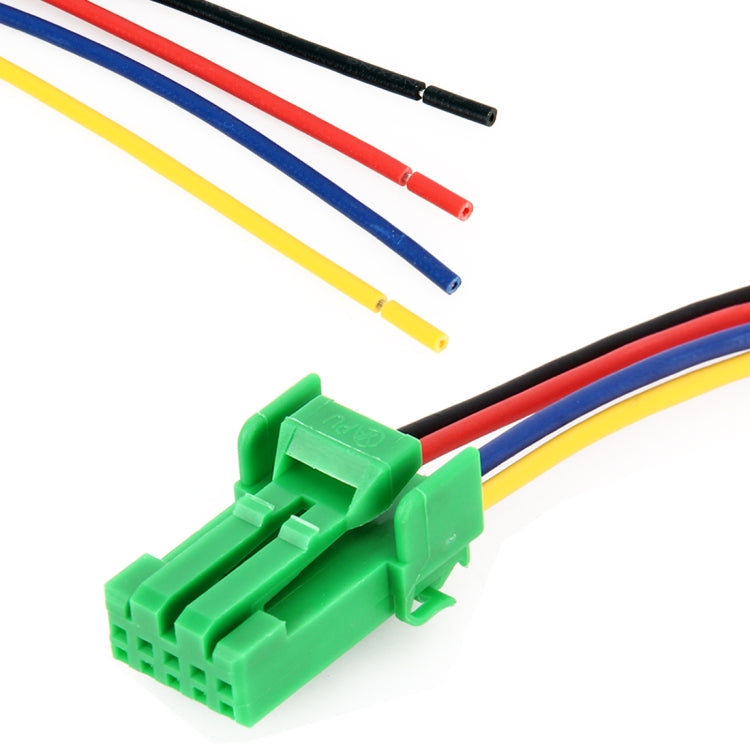 Wiring connector with multi-color wires and green plug for fog light switch