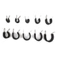 10 rubber pipe clamps with stainless metal prongs, black U-shaped cushions, 42mm
