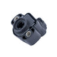 Throttle body position sensor with side view, black housing, and electrical connector