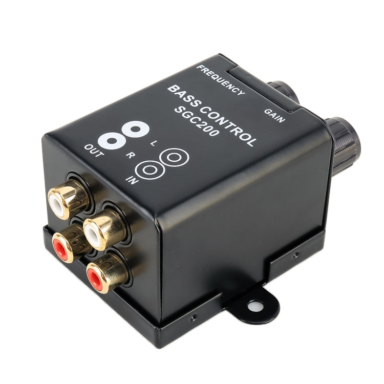 Black bass control amplifier regulator with RCA input/output ports and control panel