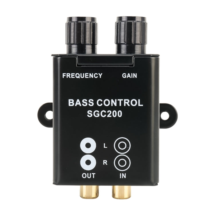 Black bass control amplifier regulator front panel with frequency, gain, and SGC200 marks