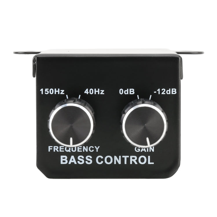 Black bass control amplifier regulator with two large knobs labeled frequency and gain