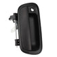 Black exterior tailgate handle with round keyhole and metal latch mechanism