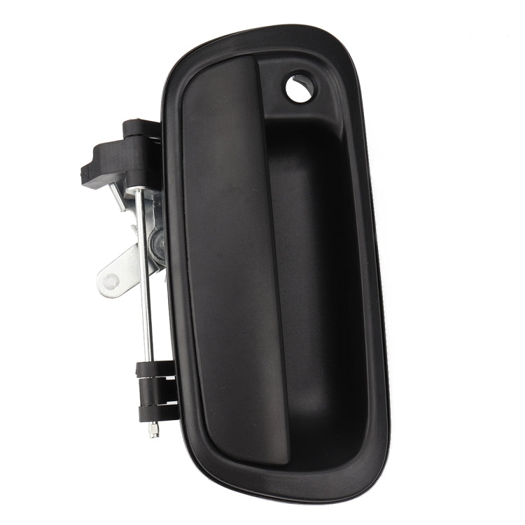 Black exterior tailgate handle with round keyhole and metal latch mechanism