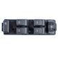 Black window switch panel with five rocker buttons and lock control icon